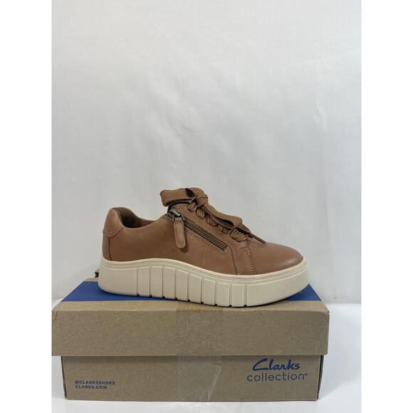 Clarks Collection Shoes Womens Size 5.5 Tan Mykah Joy Zip Sneakers New Box - Picture 10 of 14